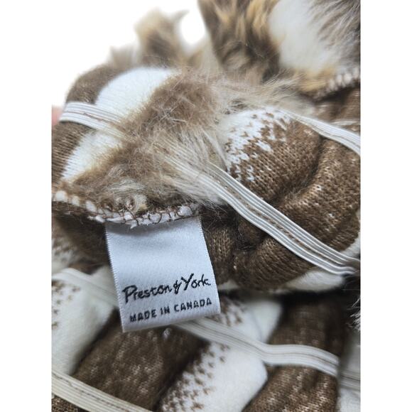 Preston & York Made in Canada  Brown White Faux Fur Warm Bucket Hat - Picture 6 of 7